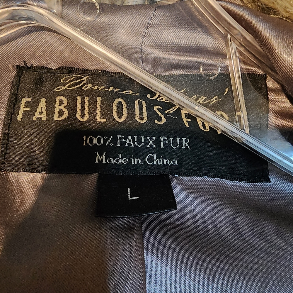 Donna Saylers Fabulous Furs faux fox mid length coat